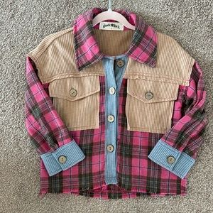 Plaid + waffle shacket